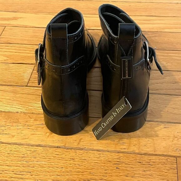 Avellini Women's Black Leather Ankle Boots Size 6 Hand Crafted, Elegant buckle - Picture 4 of 8